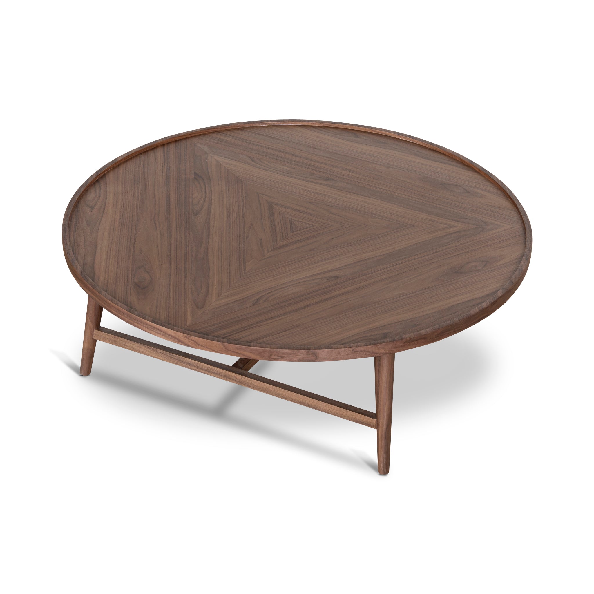 Brenda 1.1m Wooden Round Coffee Table - Walnut Coffee Table Century-Core