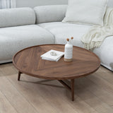 Brenda 1.1m Wooden Round Coffee Table - Walnut Coffee Table Century-Core
