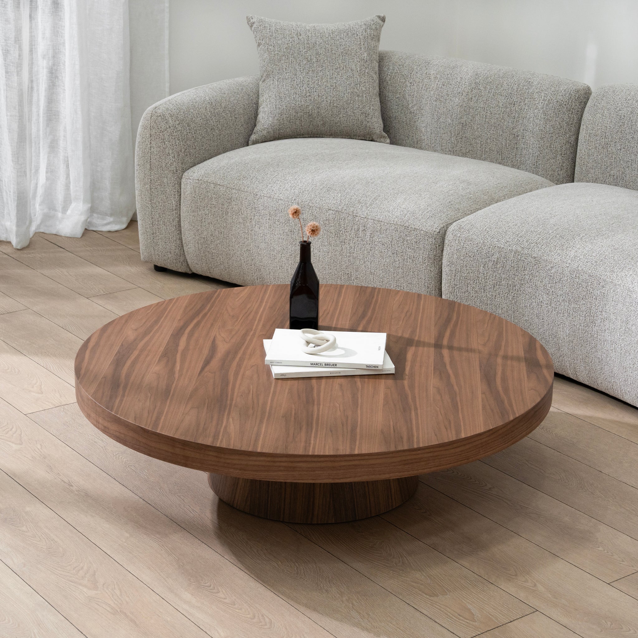 Erna 1.1m Round Coffee Table - Walnut Coffee Table Century-Core