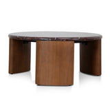 Marbela Nested Rosso Levanto Marble Coffee Table - Walnut Coffee Table NY-Core