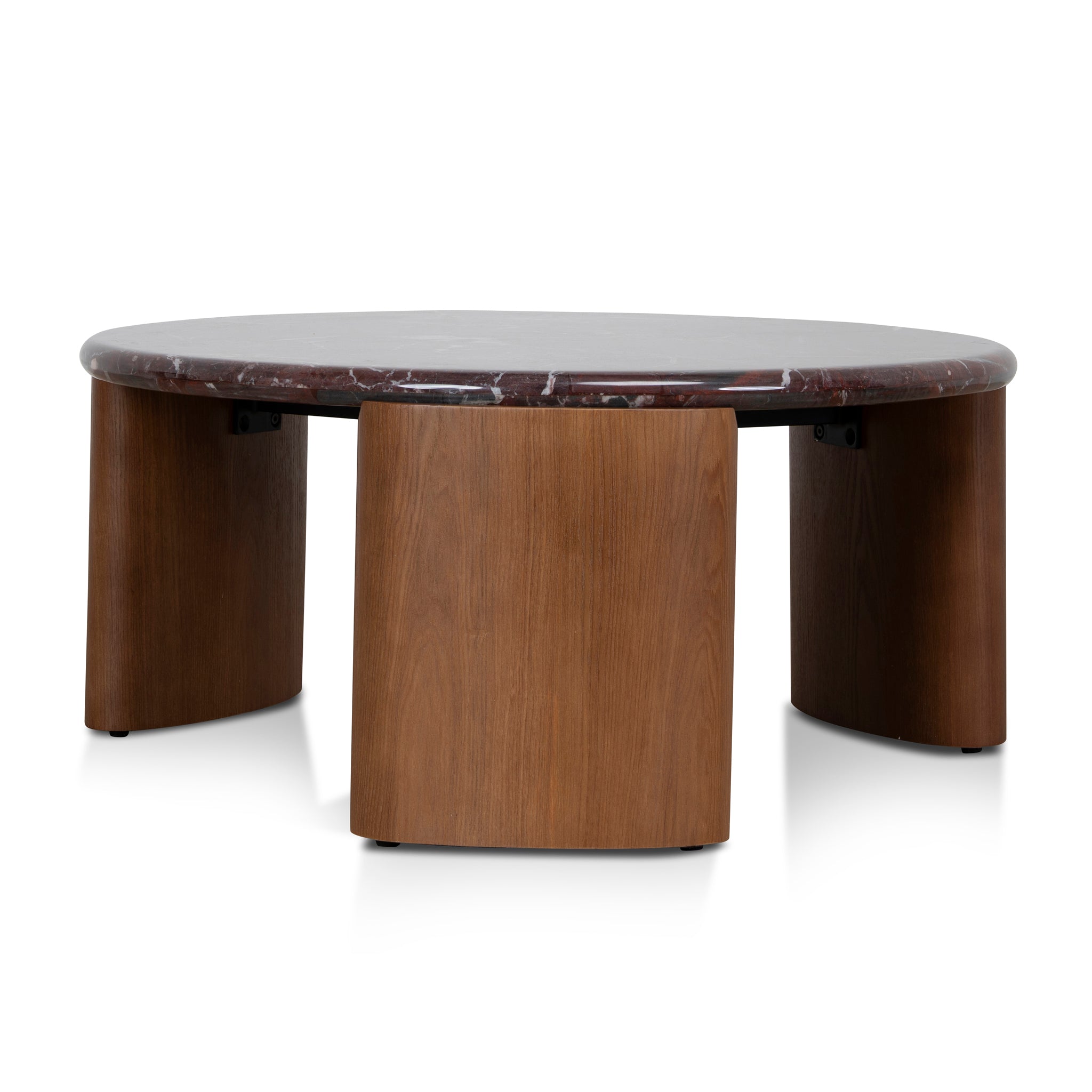 Marbela Nested Rosso Levanto Marble Coffee Table - Walnut Coffee Table NY-Core