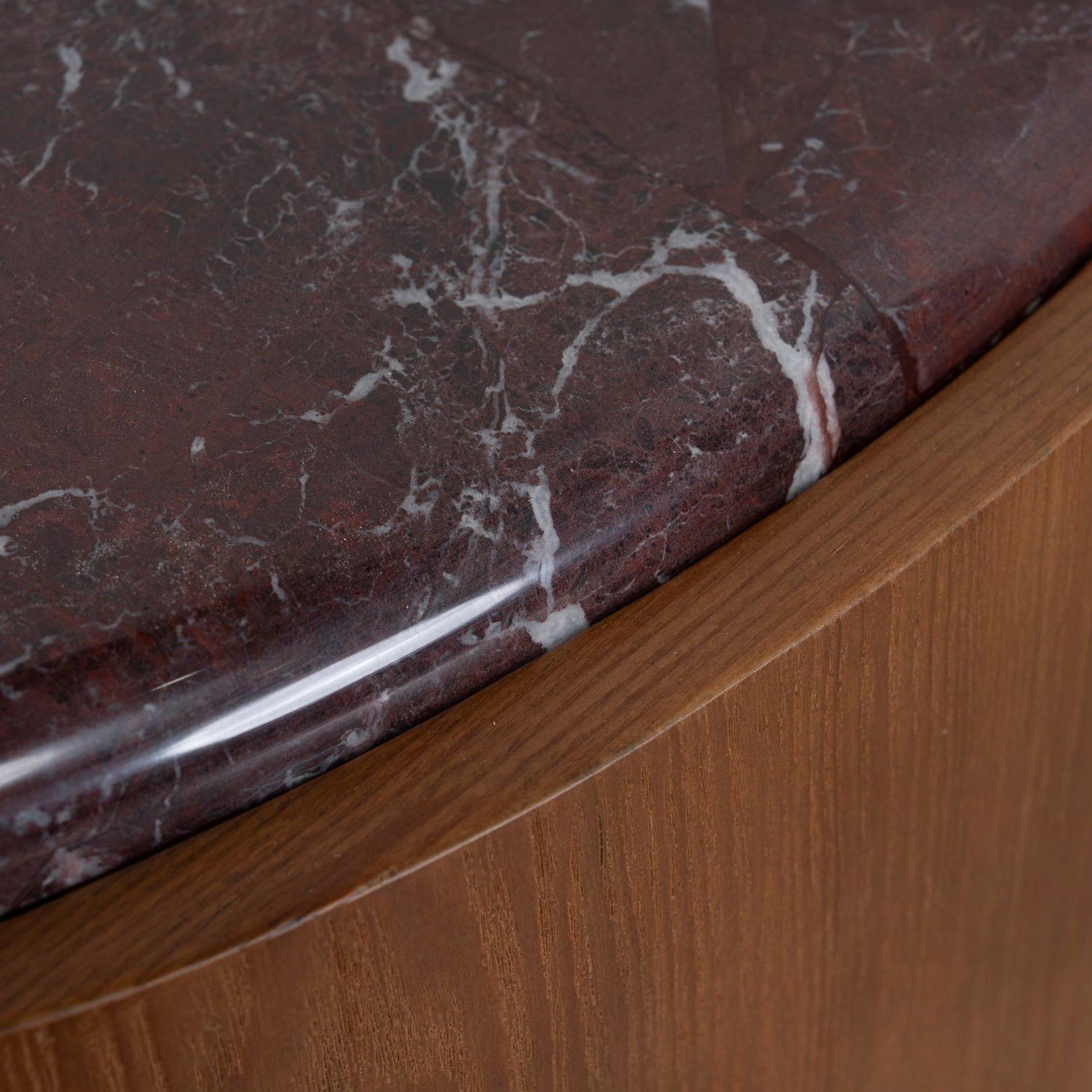 Marbela Nested Rosso Levanto Marble Coffee Table - Walnut Coffee Table NY-Core