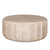 Etrusca 90cm Round Coffee Table - Light Travertine Look Coffee Table Concrete-Core