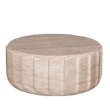 Etrusca 90cm Round Coffee Table - Light Travertine Look Coffee Table Concrete-Core