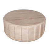 Etrusca 90cm Round Coffee Table - Light Travertine Look Coffee Table Concrete-Core