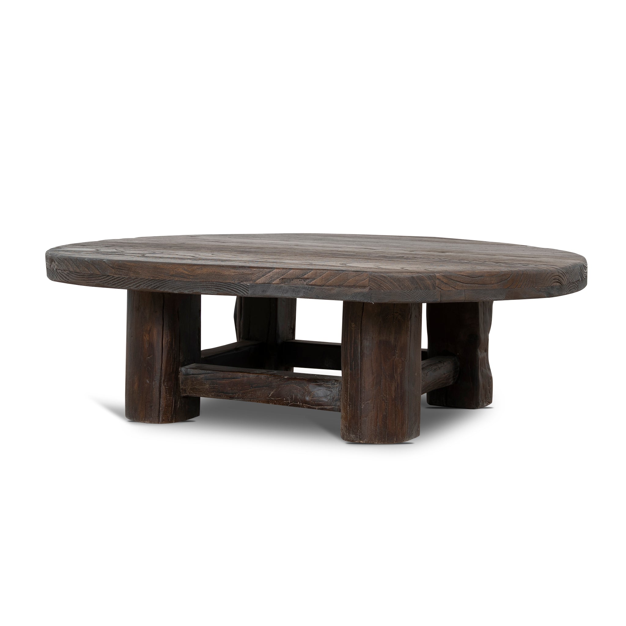 Freeman 100cm Elm Round Coffee Table - Dark Brown Coffee Table Nasa-Core