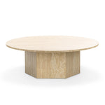 Hakimi 100cm Round Coffee Table - Cream Travertine Eastern-Local
