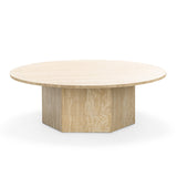 Hakimi 100cm Round Coffee Table - Cream Travertine Eastern-Local