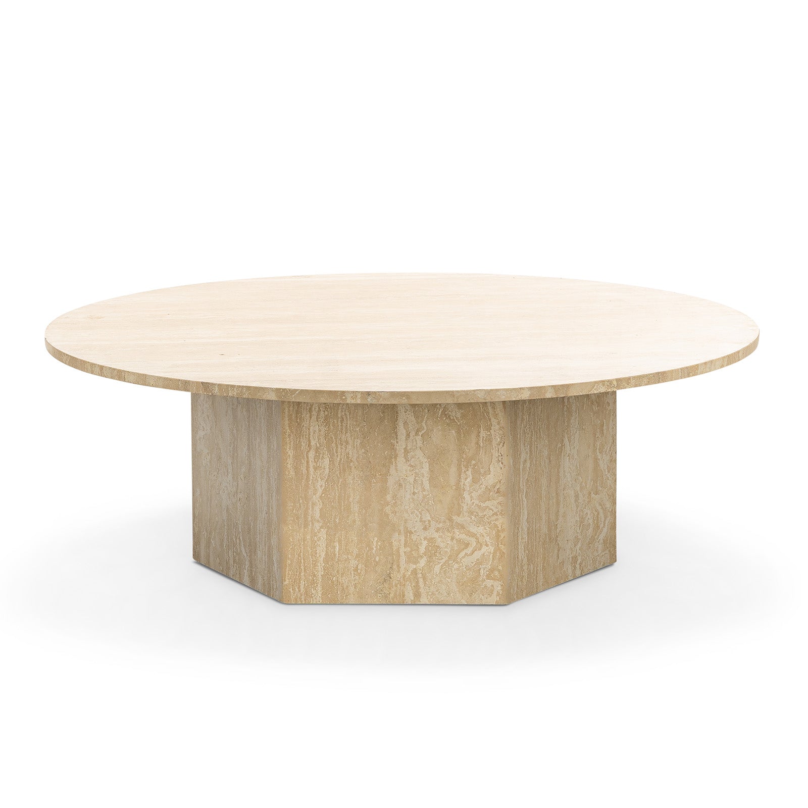 Hakimi 100cm Round Coffee Table - Cream Travertine Eastern-Local