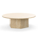 Hakimi 100cm Round Coffee Table - Cream Travertine Eastern-Local