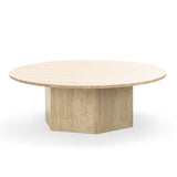 Hakimi 100cm Round Coffee Table - Cream Travertine Eastern-Local