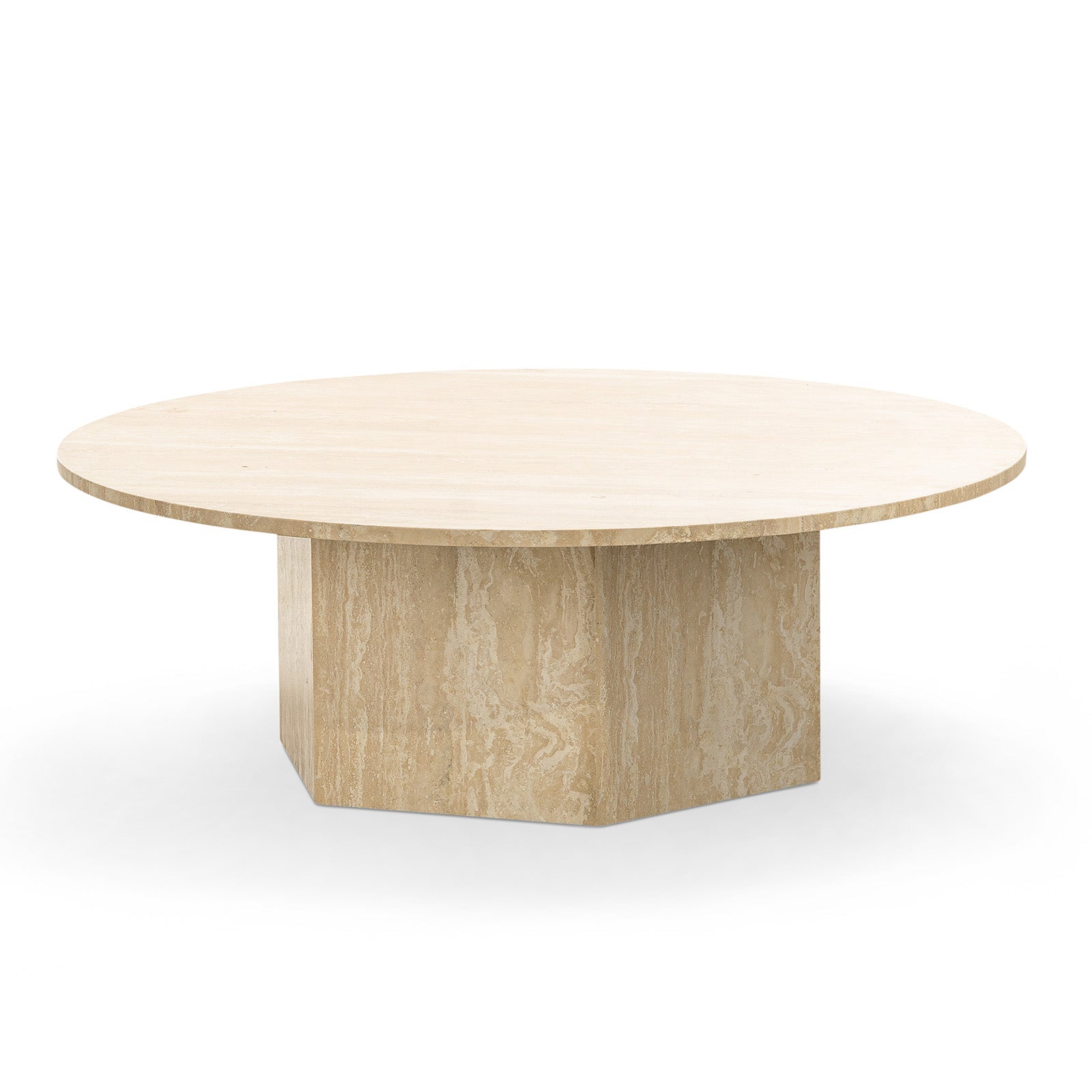 Hakimi 100cm Round Coffee Table - Cream Travertine Eastern-Local