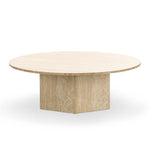 Hakimi 100cm Round Coffee Table - Cream Travertine Eastern-Local