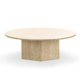 Hakimi 100cm Round Coffee Table - Cream Travertine Eastern-Local
