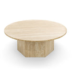 Hakimi 100cm Round Coffee Table - Cream Travertine Eastern-Local
