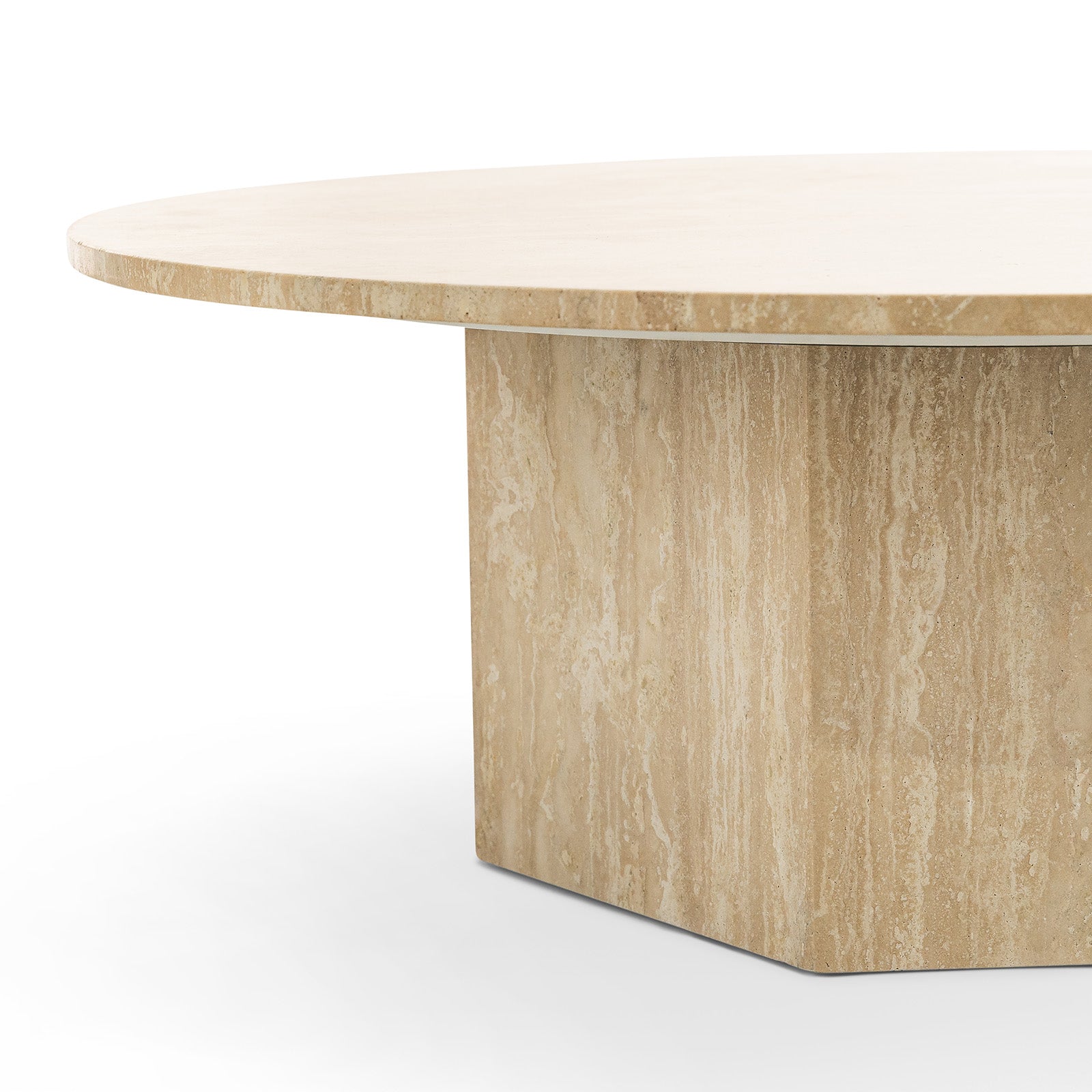 Hakimi 100cm Round Coffee Table - Cream Travertine Eastern-Local