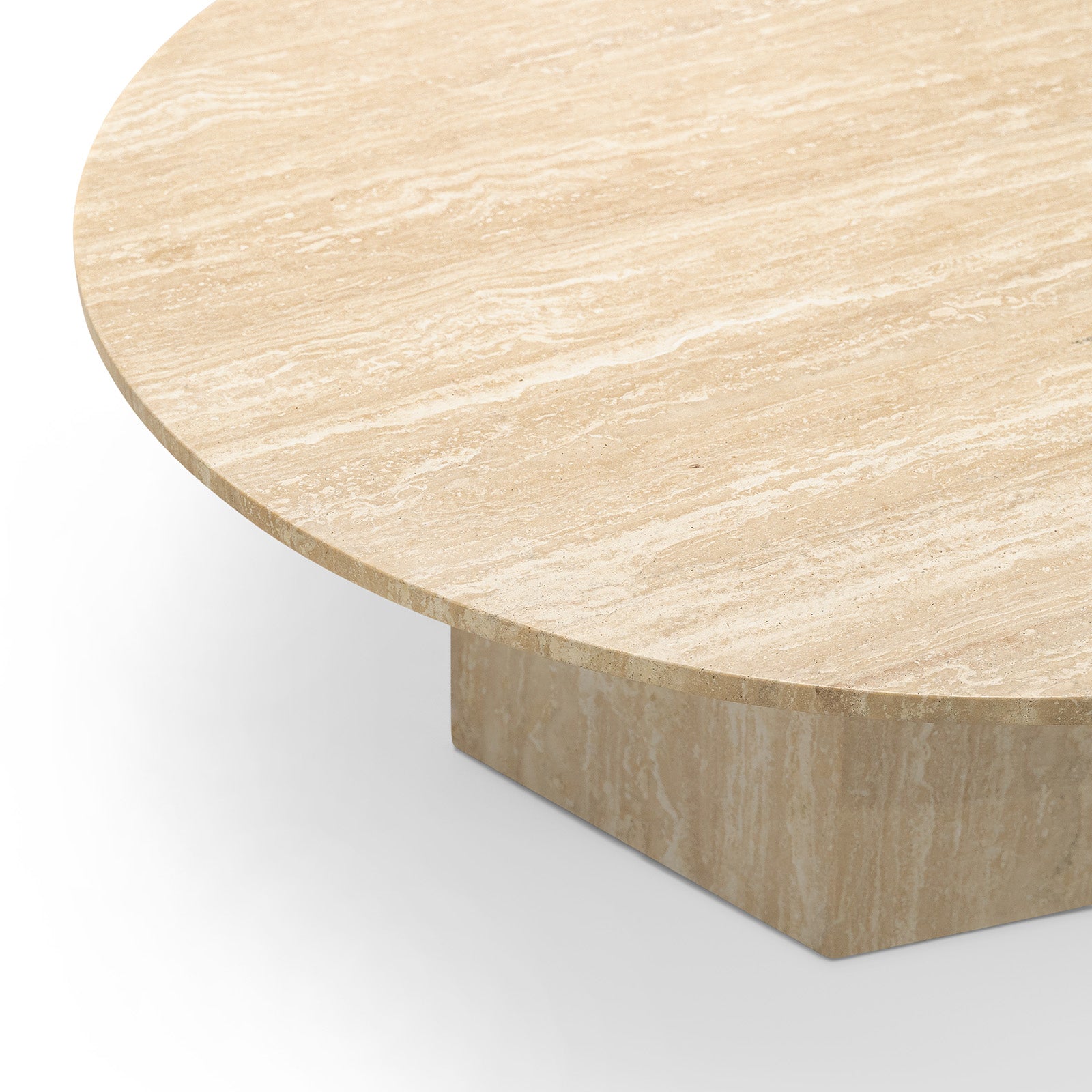 Hakimi 100cm Round Coffee Table - Cream Travertine Eastern-Local