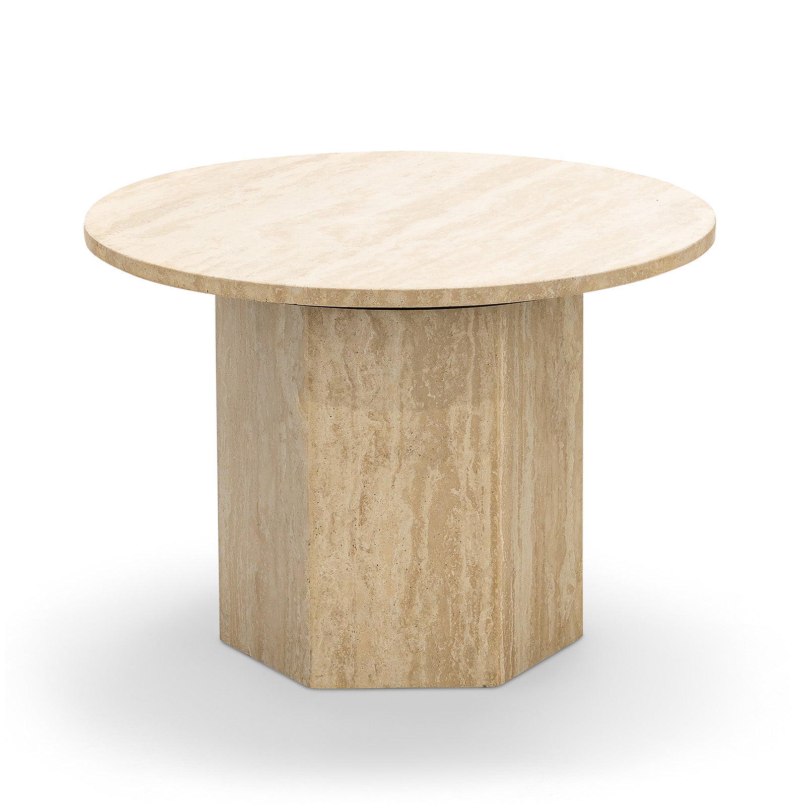 Hakimi 60cm Round Coffee Table - Cream Travertine Coffee Table Eastern-Local
