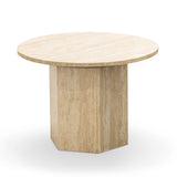 Hakimi 60cm Round Coffee Table - Cream Travertine Coffee Table Eastern-Local