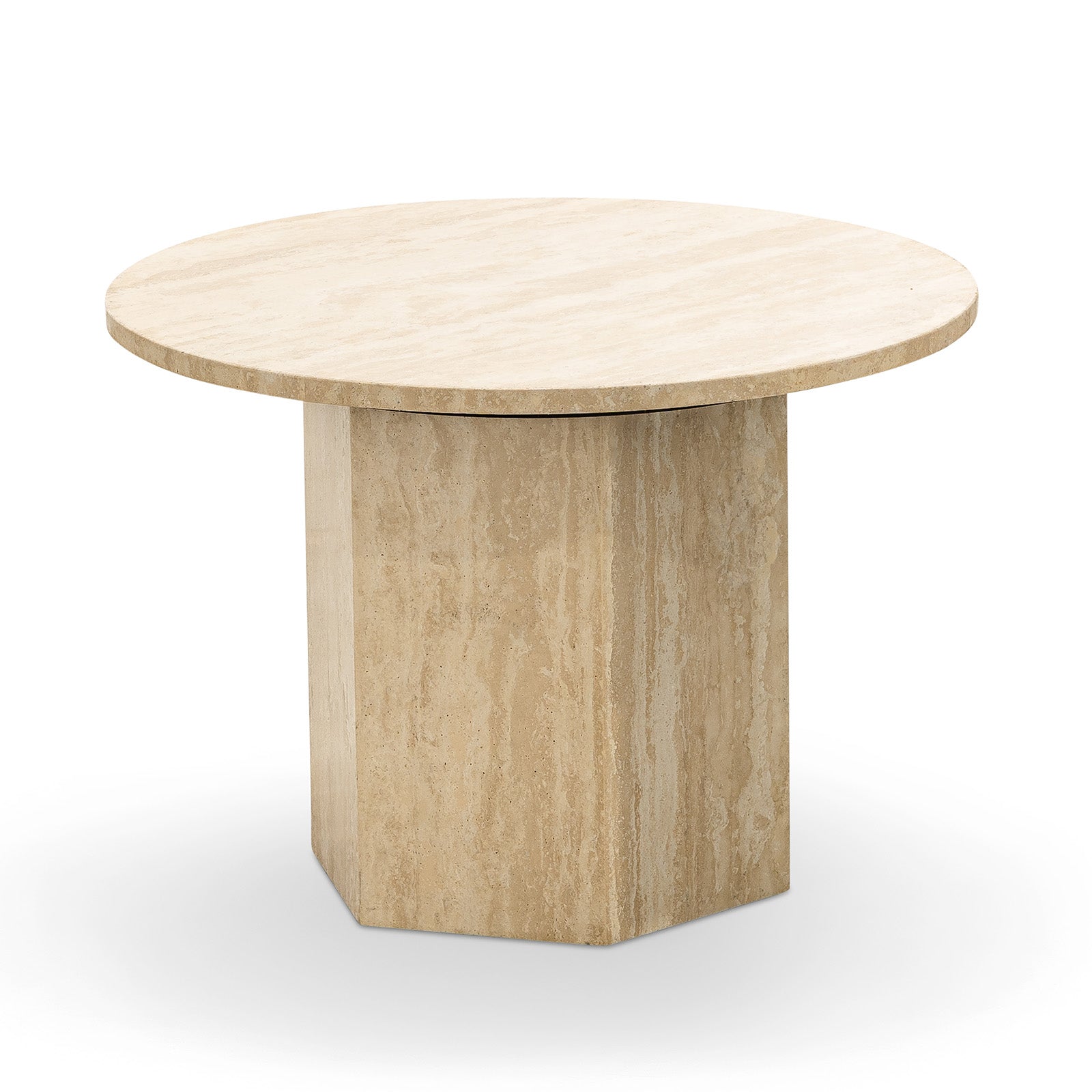 Hakimi 60cm Round Coffee Table - Cream Travertine Coffee Table Eastern-Local