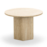 Hakimi 60cm Round Coffee Table - Cream Travertine Coffee Table Eastern-Local
