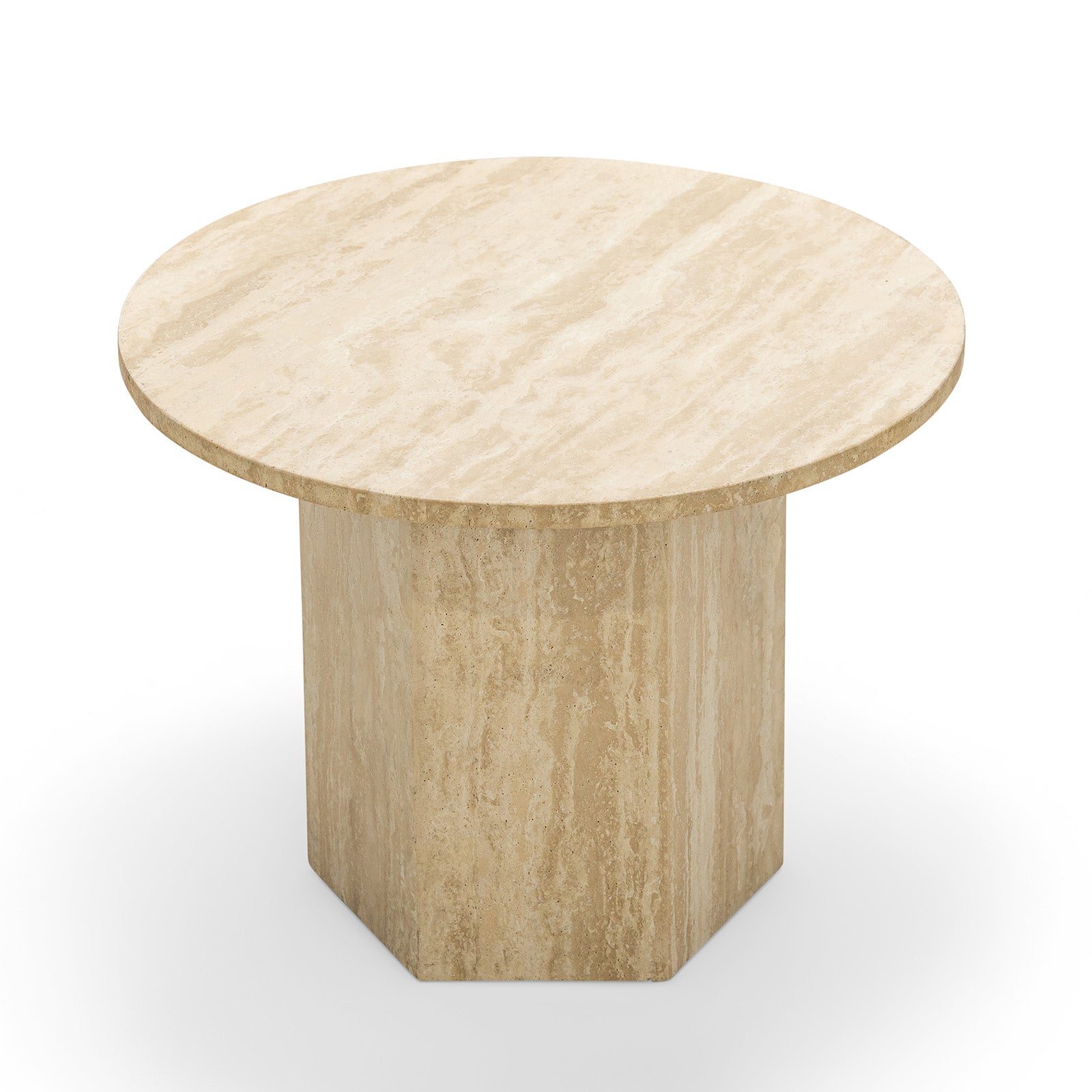 Hakimi 60cm Round Coffee Table - Cream Travertine Coffee Table Eastern-Local