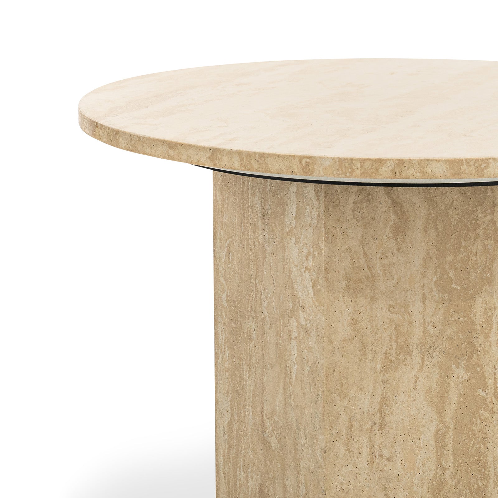 Hakimi 60cm Round Coffee Table - Cream Travertine Coffee Table Eastern-Local