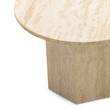 Hakimi 60cm Round Coffee Table - Cream Travertine Coffee Table Eastern-Local