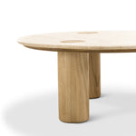 Rovelle 100cm Round Travertine Coffee Table - Cream & Natural Oak Coffee Table Eastern-Local