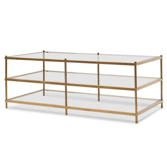 Ex Display - Milagros 1.2m Glass Coffee Table - Gold Base
