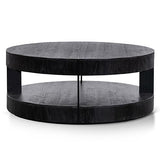 Ex Display - Arisha 100cm Round Coffee Table - Full Black Coffee Table Nicki-Core   
