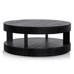 Ex Display - Arisha 100cm Round Coffee Table - Full Black Coffee Table Nicki-Core   