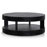 Ex Display - Arisha 100cm Round Coffee Table - Full Black Coffee Table Nicki-Core   