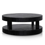 Ex Display - Arisha 100cm Round Coffee Table - Full Black Coffee Table Nicki-Core   