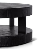 Ex Display - Arisha 100cm Round Coffee Table - Full Black Coffee Table Nicki-Core   