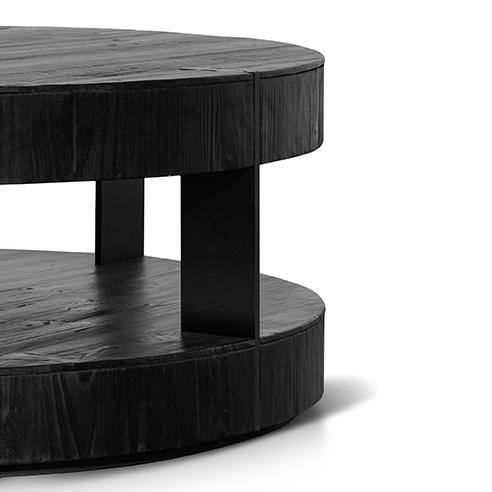 Ex Display - Arisha 100cm Round Coffee Table - Full Black Coffee Table Nicki-Core   