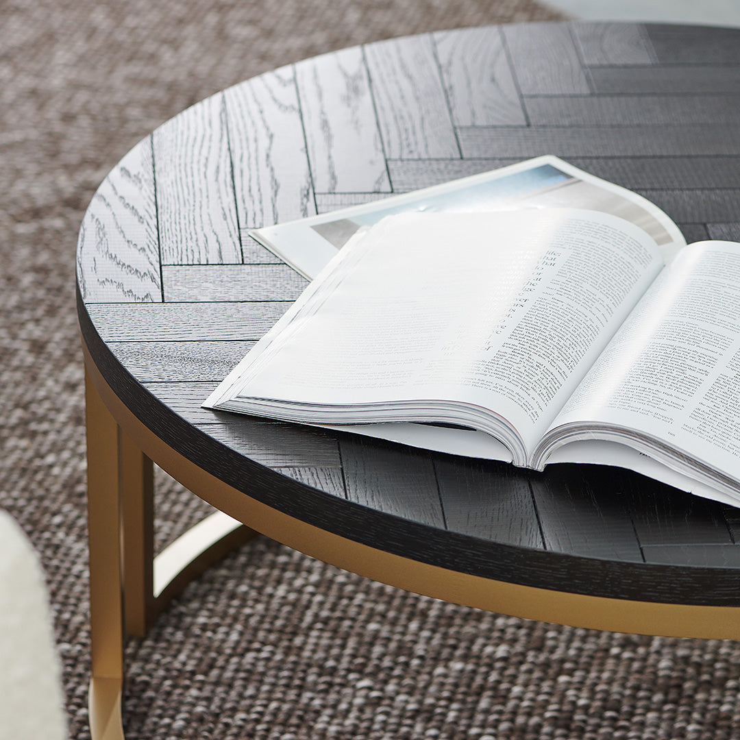 Wilma Round Coffee Table - Peppercorn and Brass Coffee Table VN-Core   