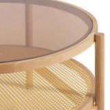 Ex Display - Simra 86cm Glass Top Coffee Table - Natural - Last One Coffee Table Iggy-Core