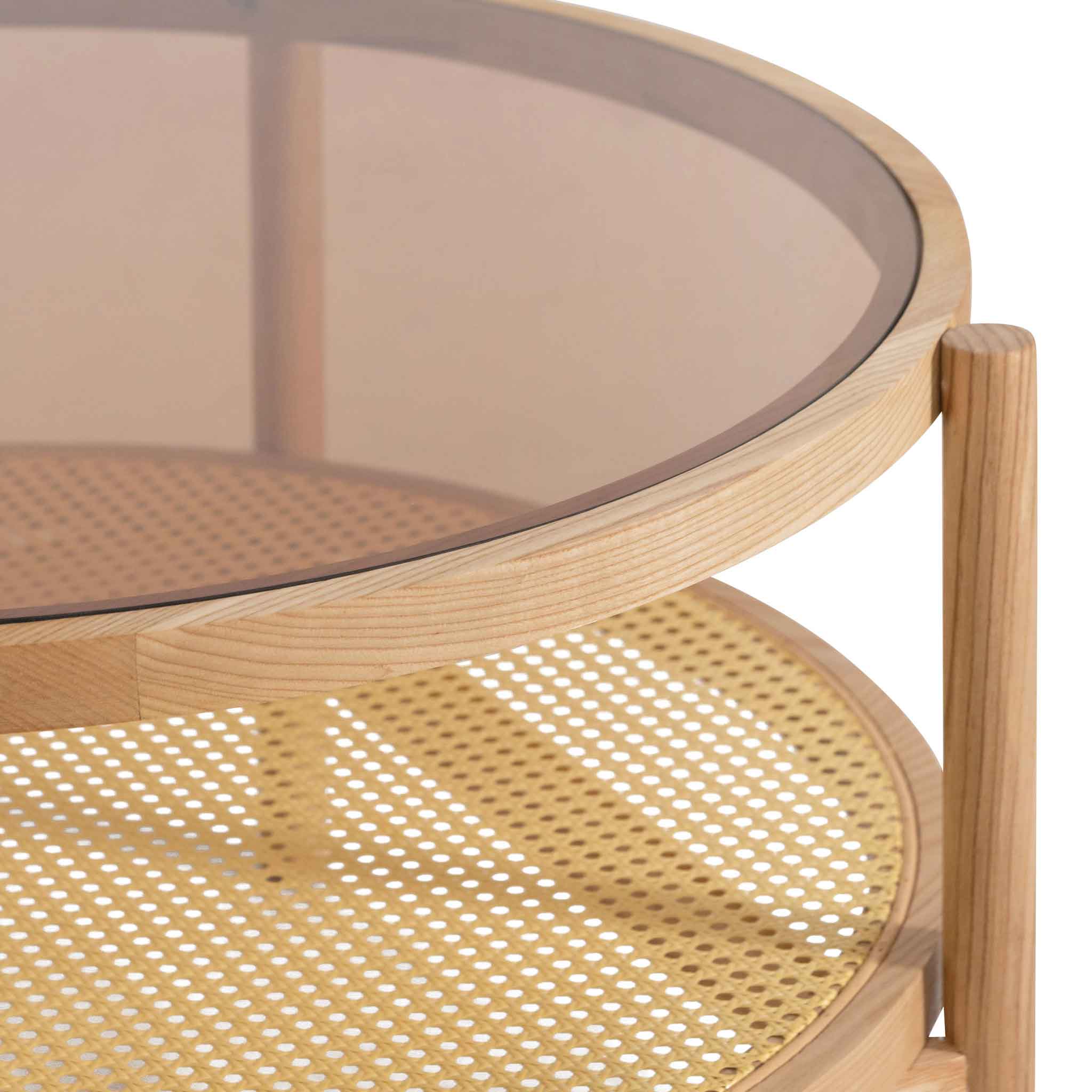 Ex Display - Simra 86cm Glass Top Coffee Table - Natural - Last One Coffee Table Iggy-Core