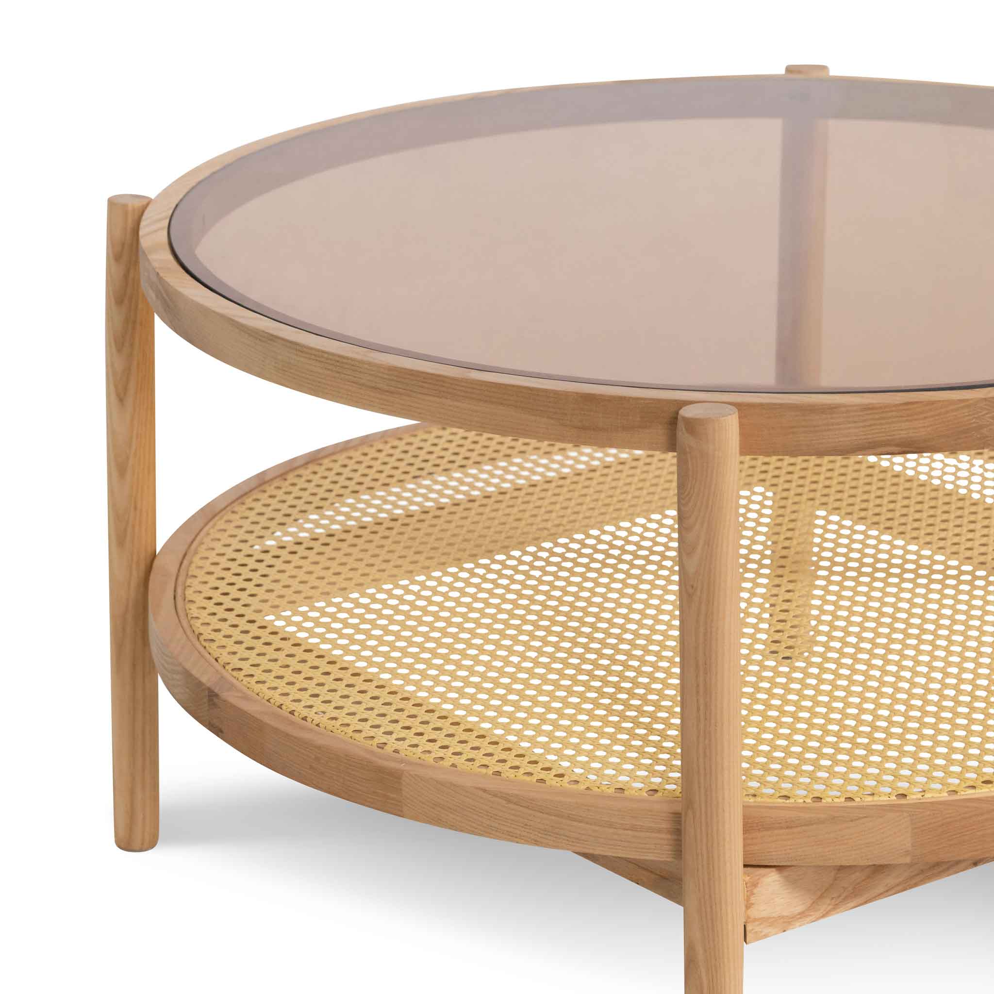 Ex Display - Simra 86cm Glass Top Coffee Table - Natural - Last One Coffee Table Iggy-Core