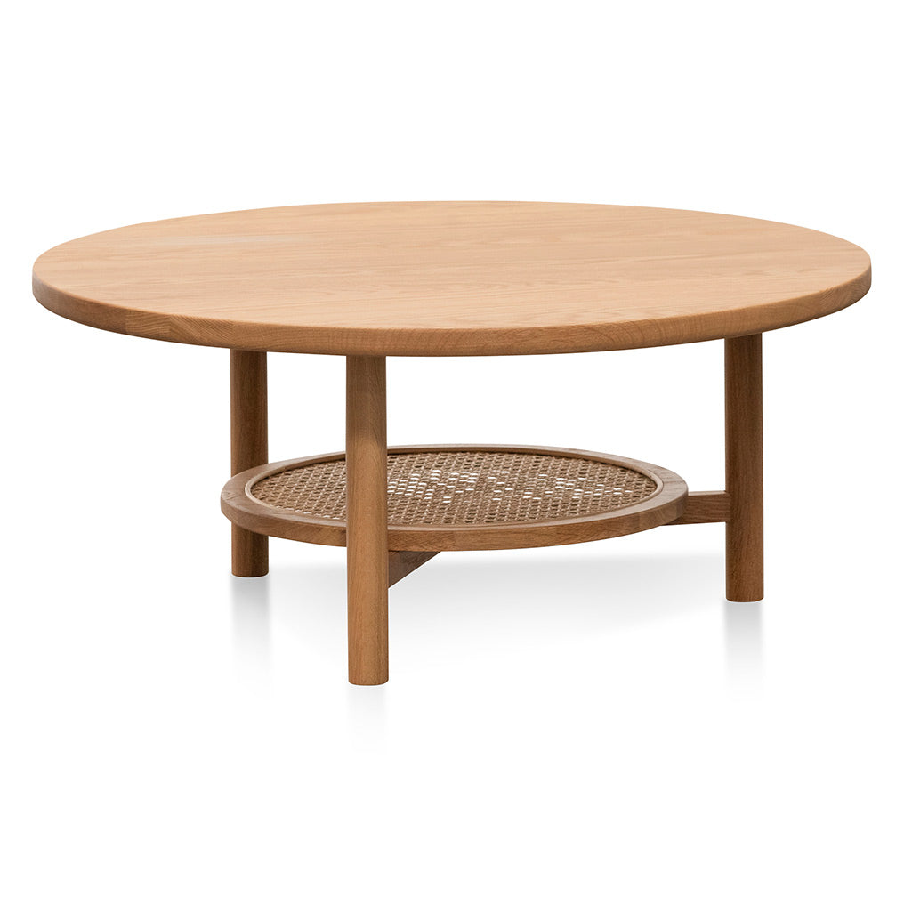 Ex Display - Justina Solid Oak Round Coffee Table - Natural Coffee Table Oakwood-Core   