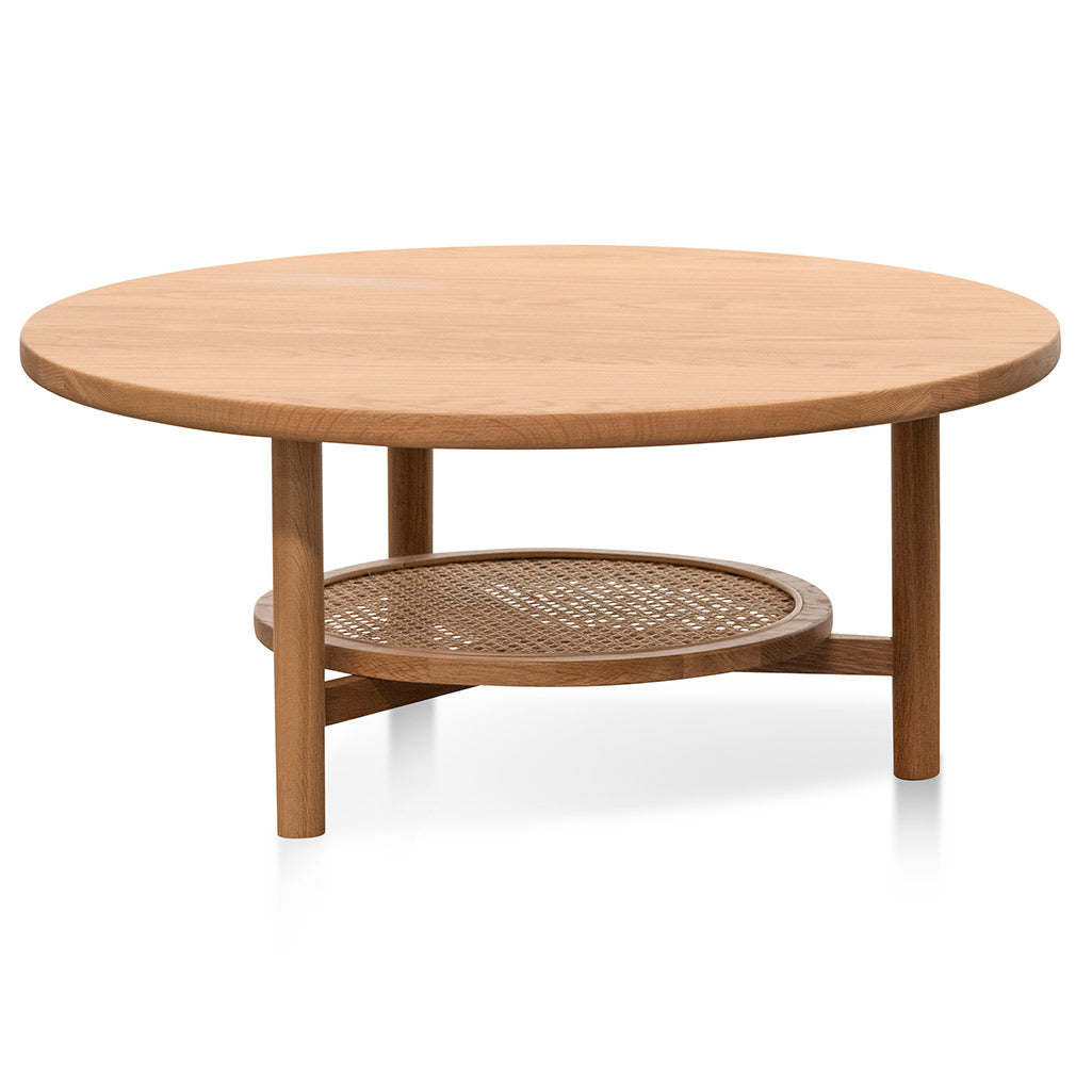 Ex Display - Justina Solid Oak Round Coffee Table - Natural Coffee Table Oakwood-Core   
