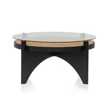 Ex Display - McDaniel 96cm Round Glass Coffee Table - Black Coffee Table Nicki-Core