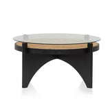 Ex Display - McDaniel 96cm Round Glass Coffee Table - Black Coffee Table Nicki-Core