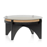 Ex Display - McDaniel 96cm Round Glass Coffee Table - Black Coffee Table Nicki-Core