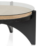 Ex Display - McDaniel 96cm Round Glass Coffee Table - Black Coffee Table Nicki-Core