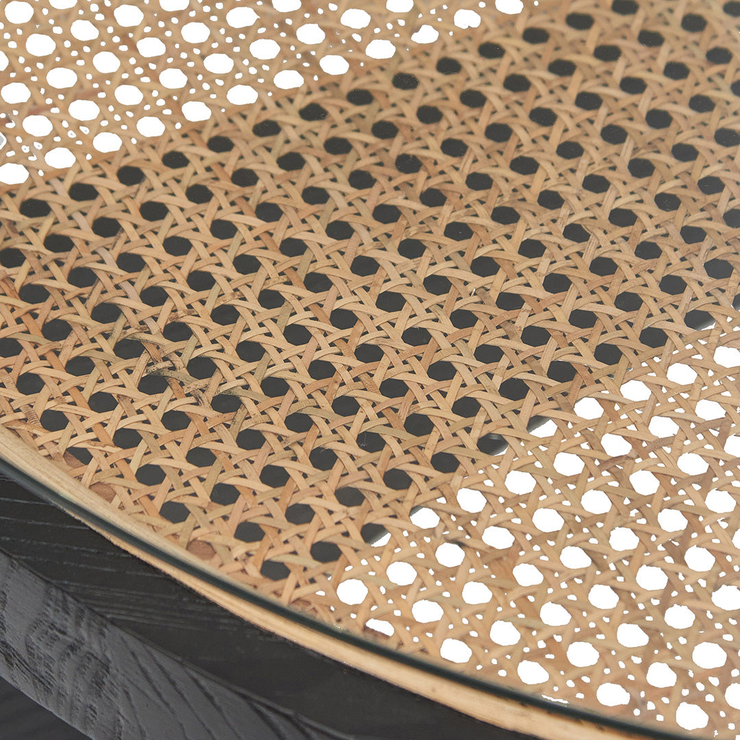 Ex Display - McDaniel 96cm Round Glass Coffee Table - Black Coffee Table Nicki-Core