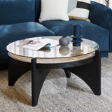 Ex Display - McDaniel 96cm Round Glass Coffee Table - Black Coffee Table Nicki-Core
