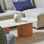 Macleod 1.3m Marble Top Oval Coffee Table - Natural Coffee Table Dwood-Core   