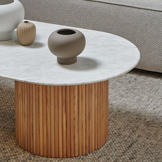 Macleod 1.3m Marble Top Oval Coffee Table - Natural | Interior Secrets
